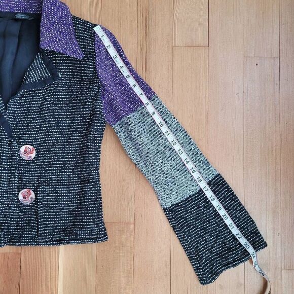 Vintage Annikki Karvinen geometric lagenlook art to wear blazer flared sleeve - Picture 15 of 16